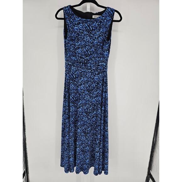 Coldwater Creek Womens Sz 6 Maxi Dress Sleeveless Blue Black Print - Picture 1 of 4
